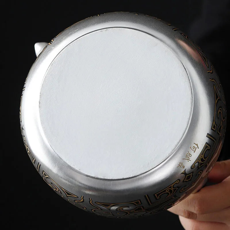 Silver-Plated Handmade Tea Art Teapot, Beautiful Tea Pot, Japan Puer Tea Infusers, Teapots to Boil Water Gift, 1000ml