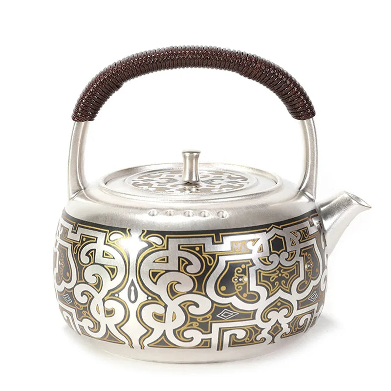 Silver-Plated Handmade Tea Art Teapot, Beautiful Tea Pot, Japan Puer Tea Infusers, Teapots to Boil Water Gift, 1000ml