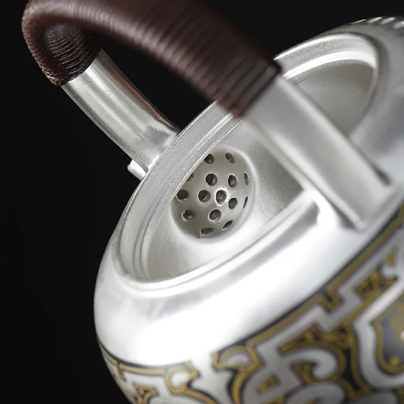 Silver-Plated Handmade Tea Art Teapot, Beautiful Tea Pot, Japan Puer Tea Infusers, Teapots to Boil Water Gift, 1000ml