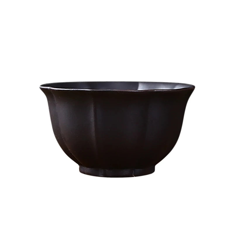 Small Lotus Tea Cup Set, Yixing Zisha Tea Cup, Kungfu Tea Set, Ceramic Master Cup, Single Teacup, Black, Red, 3Pcs Pack