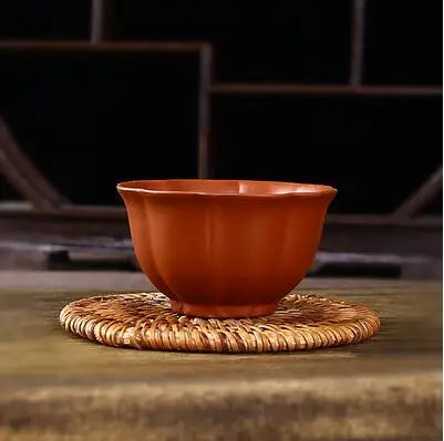 Small Lotus Tea Cup Set, Yixing Zisha Tea Cup, Kungfu Tea Set, Ceramic Master Cup, Single Teacup, Black, Red, 3Pcs Pack