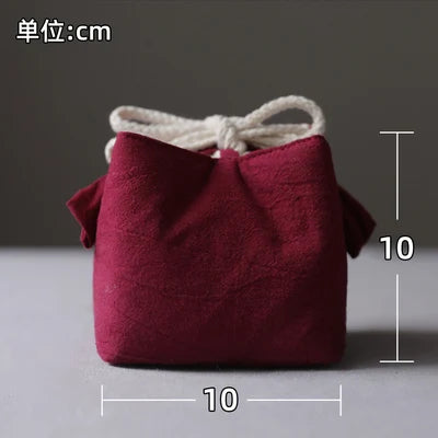 Solid color thickened cotton cloth holds travel bag, tea cup, tea set, tea pot cover
