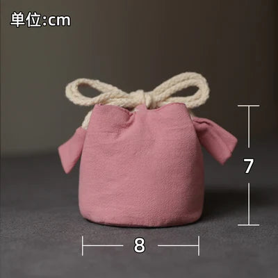 Solid color thickened cotton cloth holds travel bag, tea cup, tea set, tea pot cover