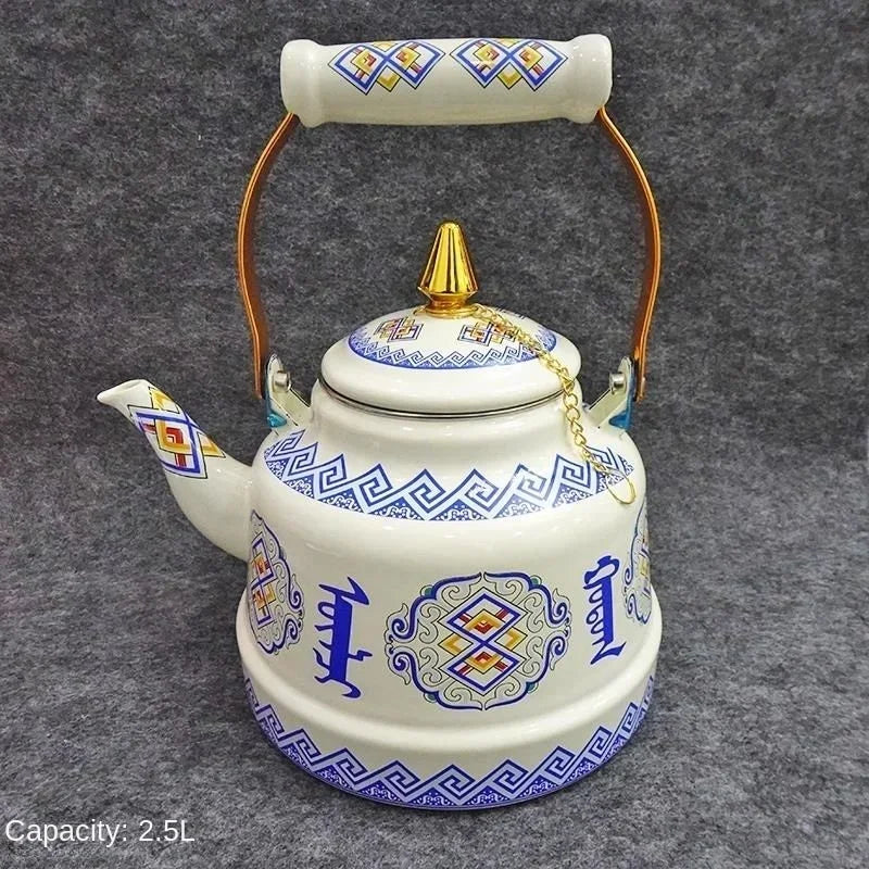 Special Enamel Teapot Mongolian Milk Teapot Eight Treasure Butter Teapot Special Gift Hotel