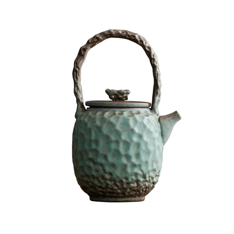 Stoneware Loop-Handled Teapot Warm Tea Stove Set Household Japanese Retro Small Tea Brewing Pot Tea Making Ceramic Kung Fu Tea