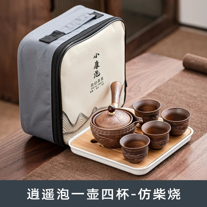 Swing Tea Artifact Lazy Kung Fu Tea Set Portable Xiaoyao Teapot Teaware Kitchen Dining Bar Home Garden