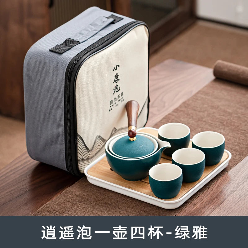 Swing Tea Artifact Lazy Kung Fu Tea Set Portable Xiaoyao Teapot Teaware Kitchen Dining Bar Home Garden