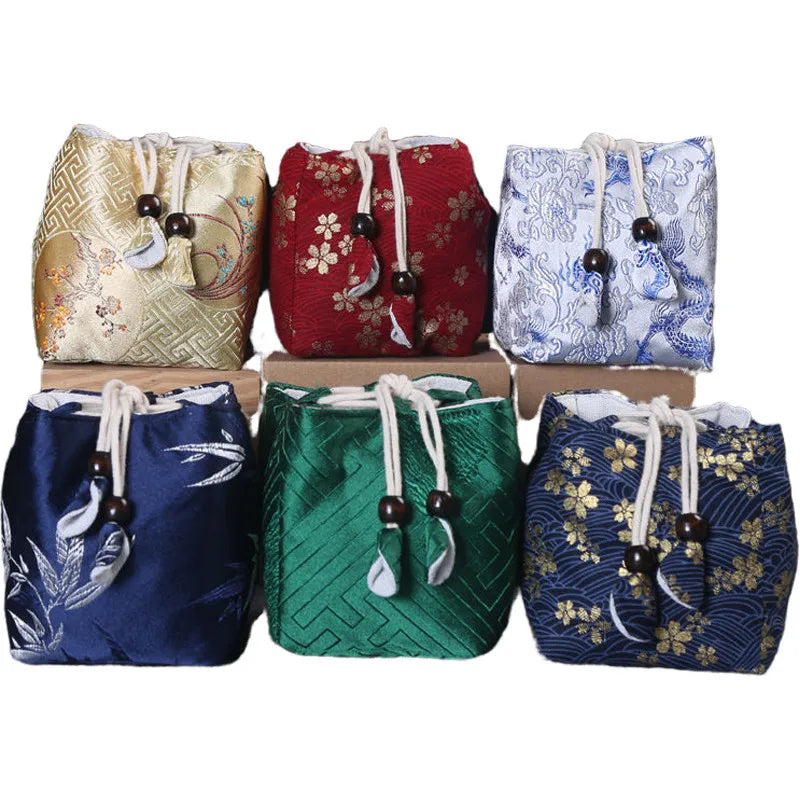 Tea Ceremony Utensils Cloth Bag Travel Tea Set Storage Bag Teacup Teapot Packing Bag Fabric Drawstring Bag Travel Tea Set Bag