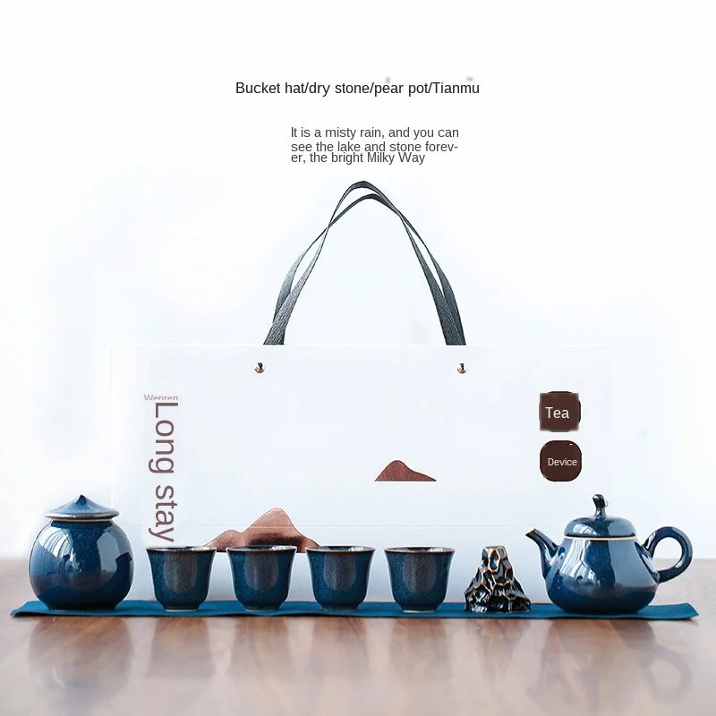 Tea Creative Dry Landscape Pear Pot Teapot Ceramic A Pot of Four Cups of Kung Fu Tea Gift Box Teapot Set Tea Ceremony Tea Set