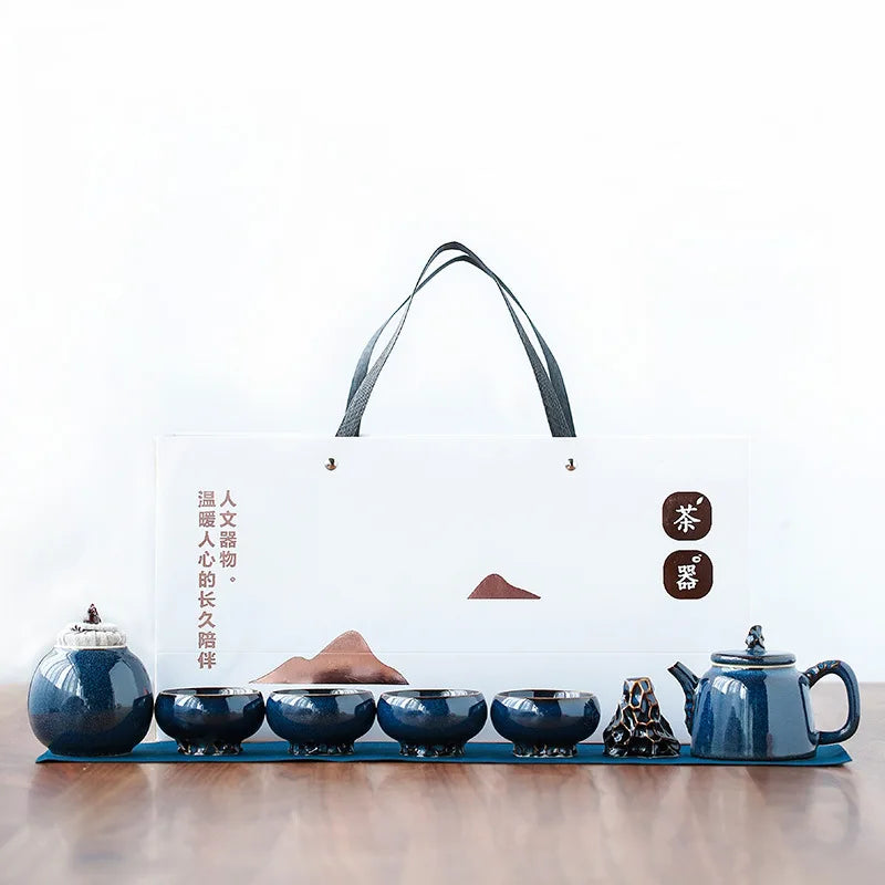 Tea Creative Dry Landscape Pear Pot Teapot Ceramic A Pot of Four Cups of Kung Fu Tea Gift Box Teapot Set Tea Ceremony Tea Set