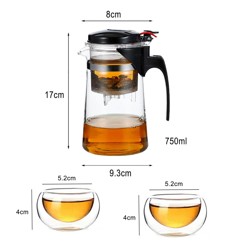 Tea Pots Heat Resistant Glass Tea Pot Tea Infuser Chinese Kung Fu Tea Set Kettle Coffee Glass Maker Convenient Office Tea Sets