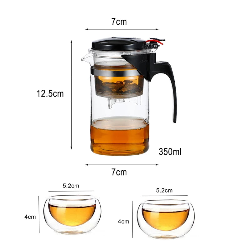 Tea Pots Heat Resistant Glass Tea Pot Tea Infuser Chinese Kung Fu Tea Set Kettle Coffee Glass Maker Convenient Office Tea Sets