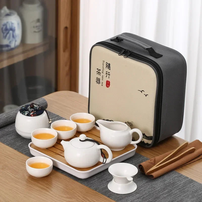 Tea Set Purple Clay Portable Teapot Set Outdoor Travel Gaiwan Tea Cups of Tea Ceremony Teacup Fine Gift Organizer