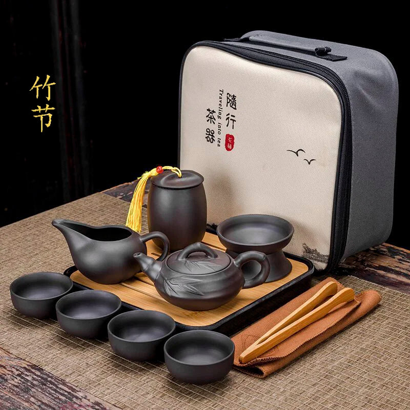 Tea Set Purple clay Portable Teapot Set Outdoor Travel Gaiwan Tea Cups of Tea Ceremony Teacup Fine Gift Organizer