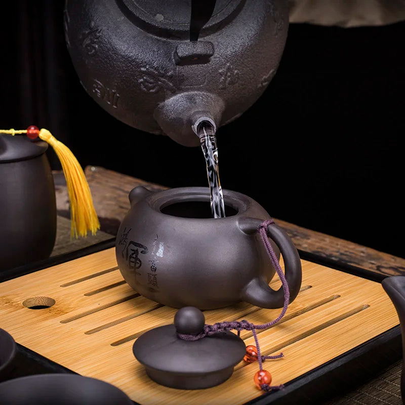 Tea Set Purple clay Portable Teapot Set Outdoor Travel Gaiwan Tea Cups of Tea Ceremony Teacup Fine Gift Organizer