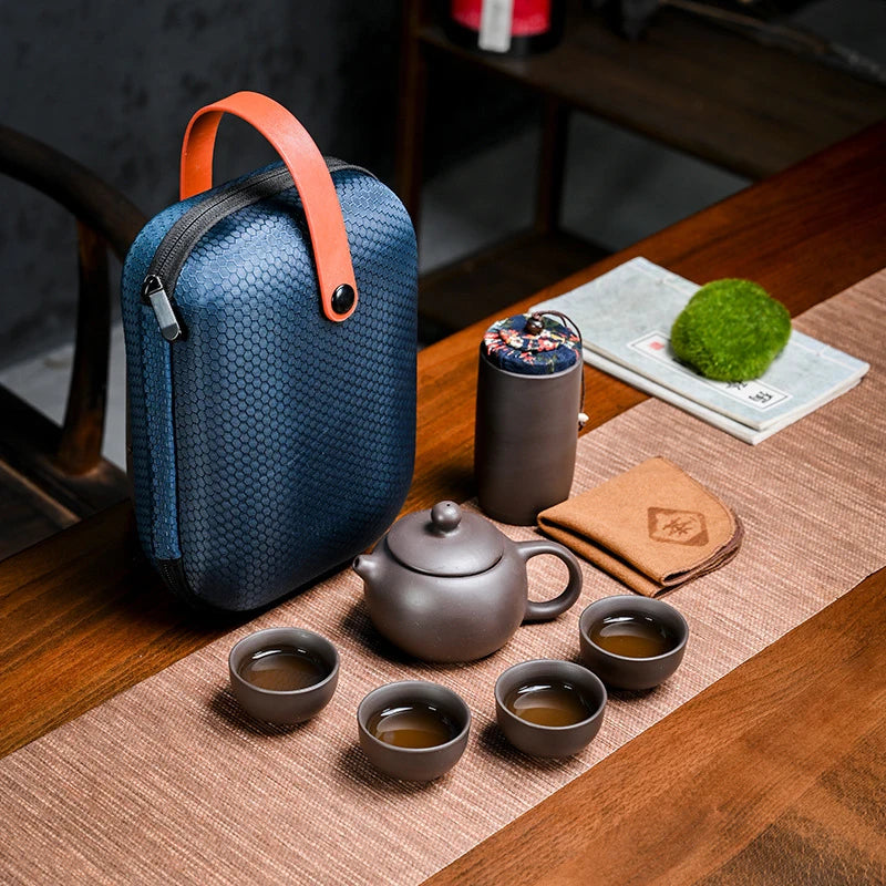 Teaware Purple Clay KungFu Tea Set Yixing Tea Cup Tureen Infuser Chinese Tea Ceremony with Travel bag Home Teaware Sets gaiwan