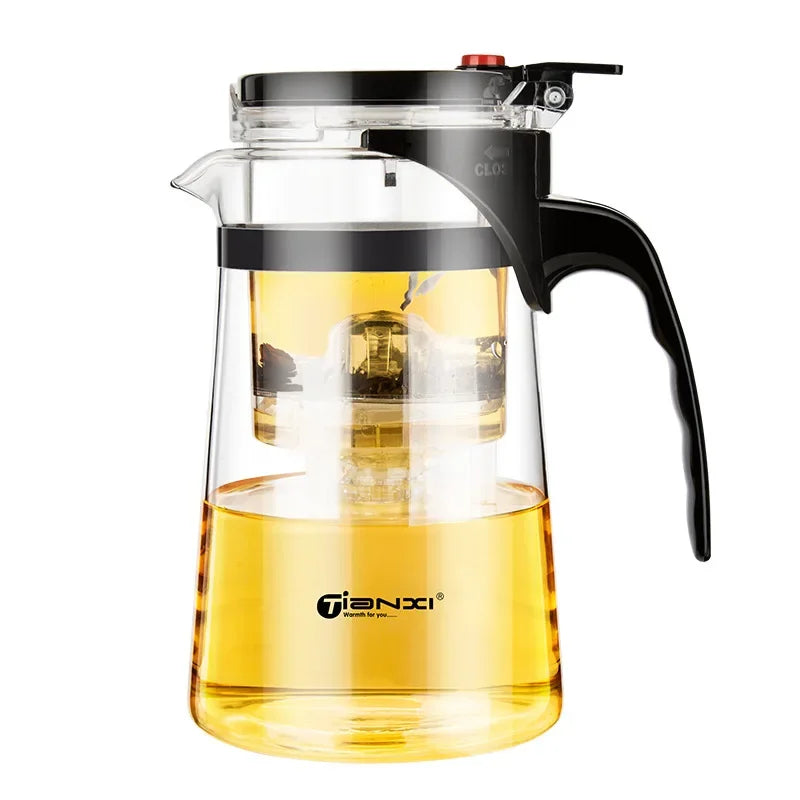 Thickened Glass Teapot One-button Filtering Tea Separation Teapot Household High-temperature Resistant Tea Maker