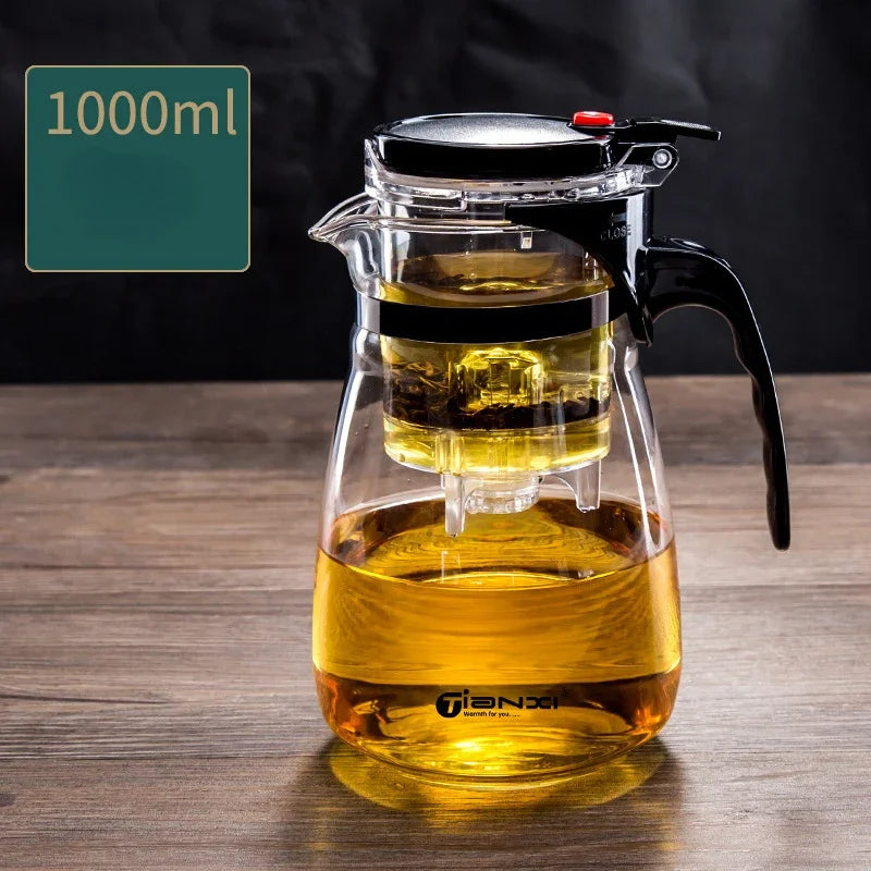 Thickened Glass Teapot One-button Filtering Tea Separation Teapot Household High-temperature Resistant Tea Maker