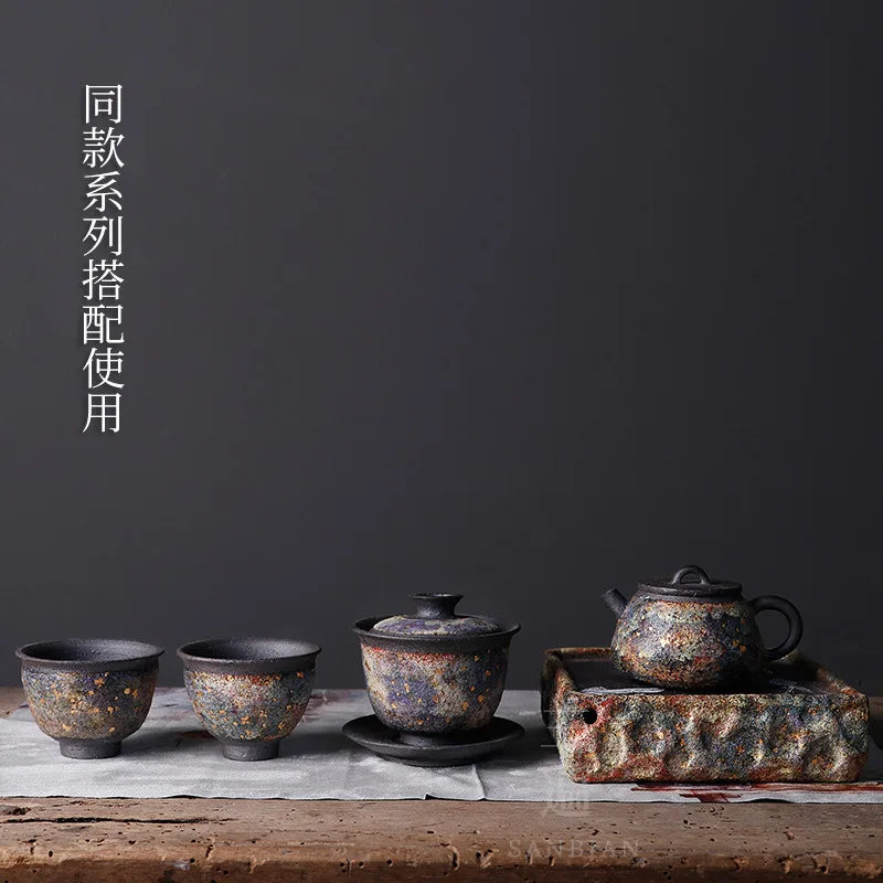 Three Times Rock Mine Ball Hole Teapot Taiwan Old Rock Clay Handmade Small Shipiao Teapot Kung Fu Tea Set Household Tea Maker
