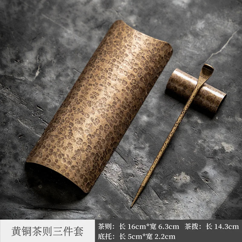 Three Times Tea Set Copper Accessories Tea Spoon Damascus Tea Pot Pure Copper Zen Kung Fu Accessories Tea Artist Points Tea Sp