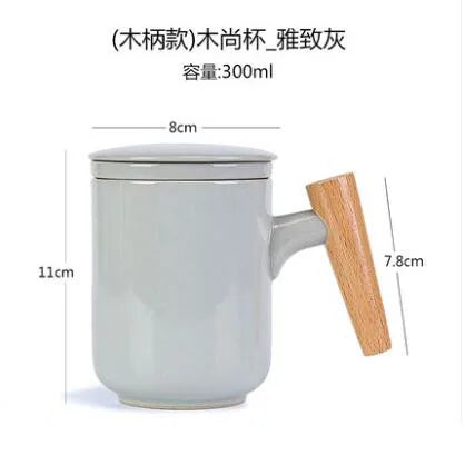 Three-pieces Ceramic Tea Mug Filter Tea Cup Office Mugs Water Cup with Lid Tea Separation Cup