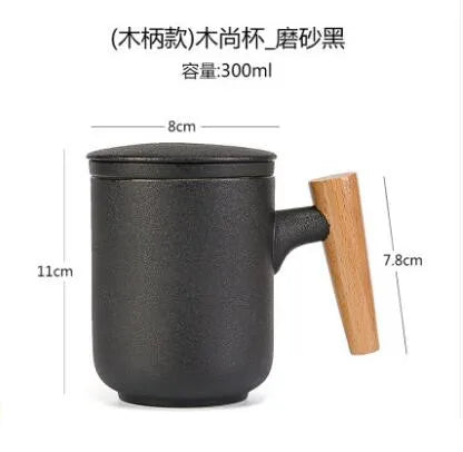 Three-pieces Ceramic Tea Mug Filter Tea Cup Office Mugs Water Cup with Lid Tea Separation Cup