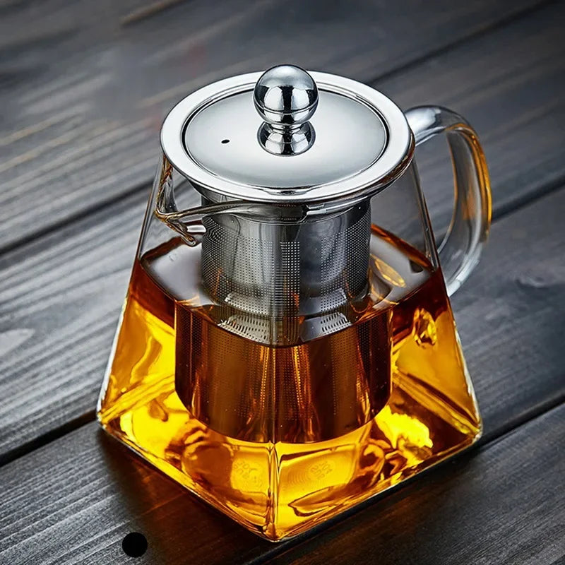 Top Glass Teapot Heat Resistant Square Glass Teapot With Tea Infuser Filter Milk Puer Tea Pot