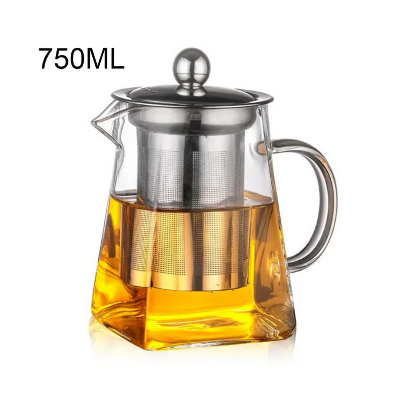 Top Glass Teapot Heat Resistant Square Glass Teapot With Tea Infuser Filter Milk Puer Tea Pot