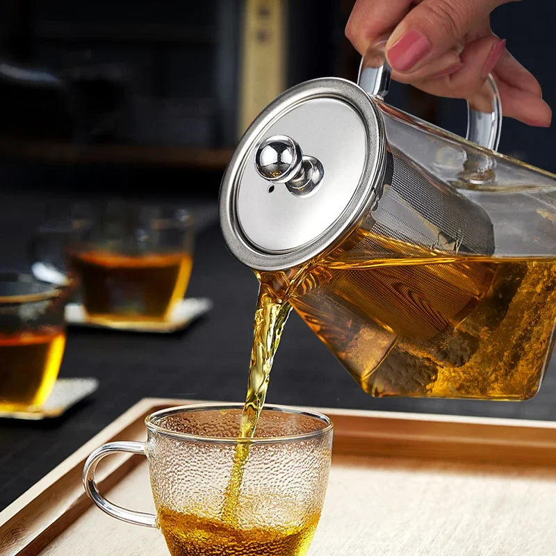 Top Glass Teapot Heat Resistant Square Glass Teapot With Tea Infuser Filter Milk Puer Tea Pot