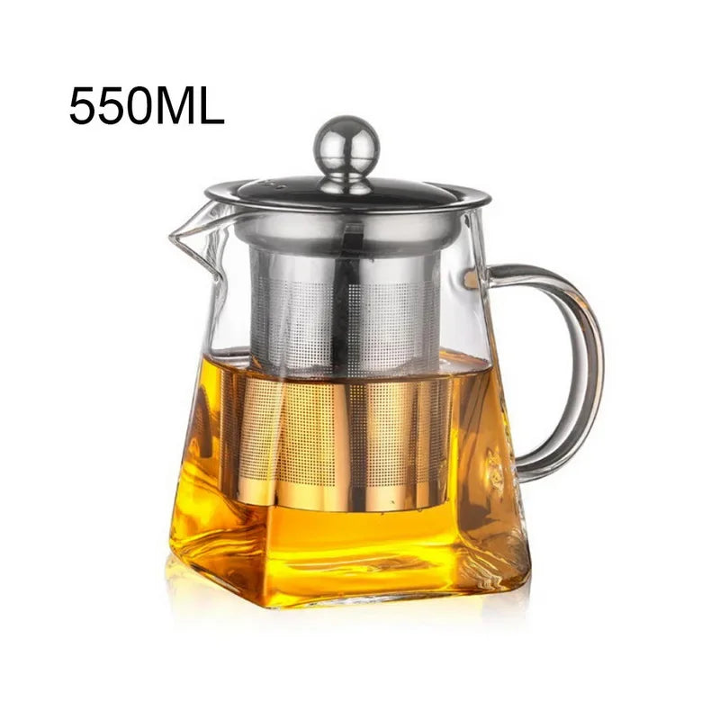 Top Glass Teapot Heat Resistant Square Glass Teapot With Tea Infuser Filter Milk Puer Tea Pot