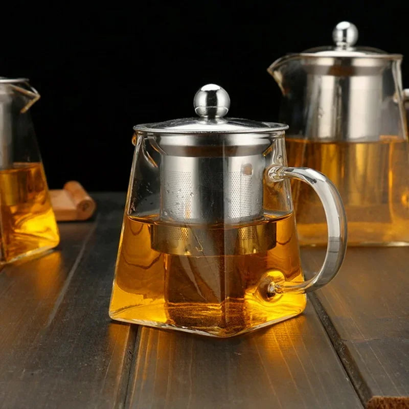Top Glass Teapot Heat Resistant Square Glass Teapot With Tea Infuser Filter Milk Puer Tea Pot