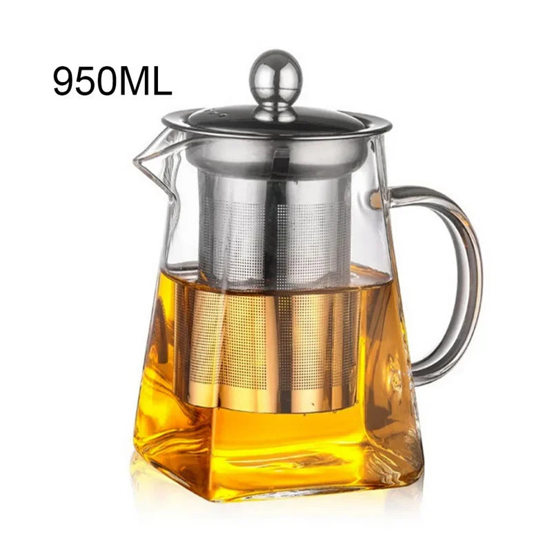 Top Glass Teapot Heat Resistant Square Glass Teapot With Tea Infuser Filter Milk Puer Tea Pot