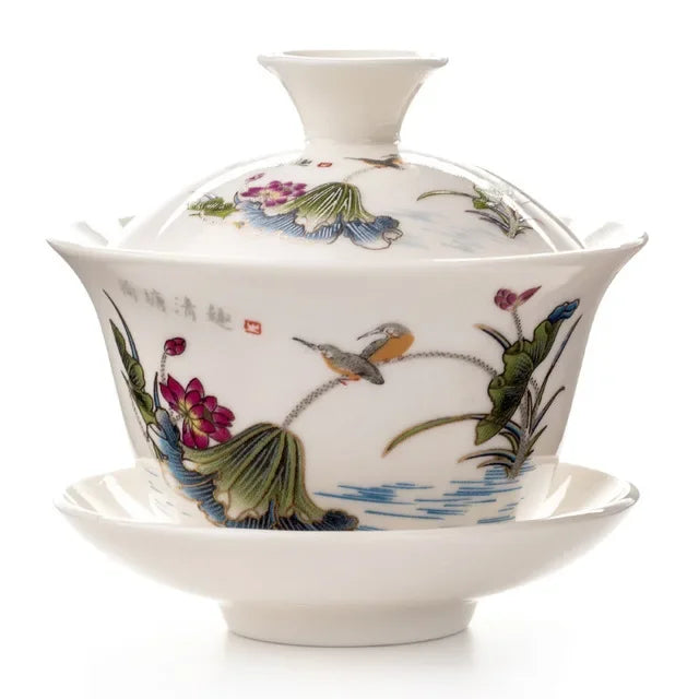 Traditional Chinese Teaset Gaiwan Tea Cups 120ml Ceramic Zisha Tea Tureen Lid Bowl Saucer Kung Fu Tea Cup Drop Shipping