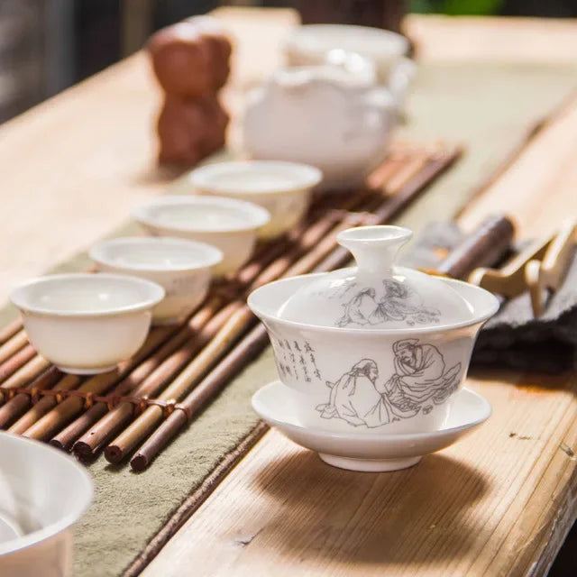 Traditional Chinese Teaset Gaiwan Tea Cups 120ml Ceramic Zisha Tea Tureen Lid Bowl Saucer Kung Fu Tea Cup Drop Shipping