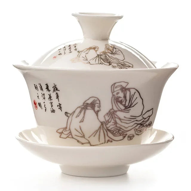 Traditional Chinese Teaset Gaiwan Tea Cups 120ml Ceramic Zisha Tea Tureen Lid Bowl Saucer Kung Fu Tea Cup Drop Shipping