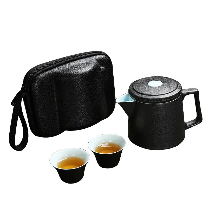 Travel Kung Fu Tea Set Portable Teapot Porcelain Teaset Gaiwan Tea Cups of Tea Ceremony Tea Pot With Travel Bag Free shipping