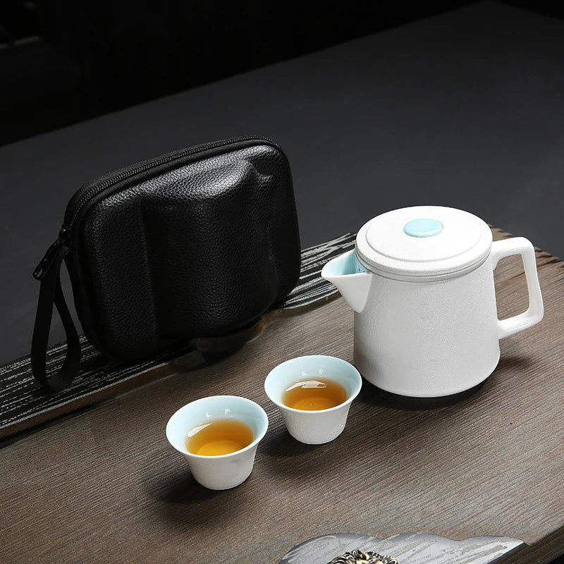 Travel Kung Fu Tea Set Portable Teapot Porcelain Teaset Gaiwan Tea Cups of Tea Ceremony Tea Pot With Travel Bag Free shipping