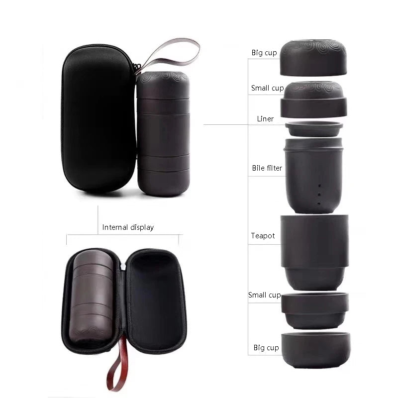 Travel Kung Fu Tea Set Purple Sand Portable Teapot Ceramic Teaset Gaiwan Tea Cups of Tea Ceremony Tea Pot With Travel Bag