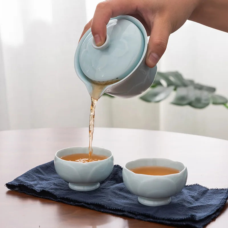 Travel Tea Set Portable Express Cup Car Mounted Outdoor Portable Tea Pot Tea Cup Ceramic Kung Fu Tea Set