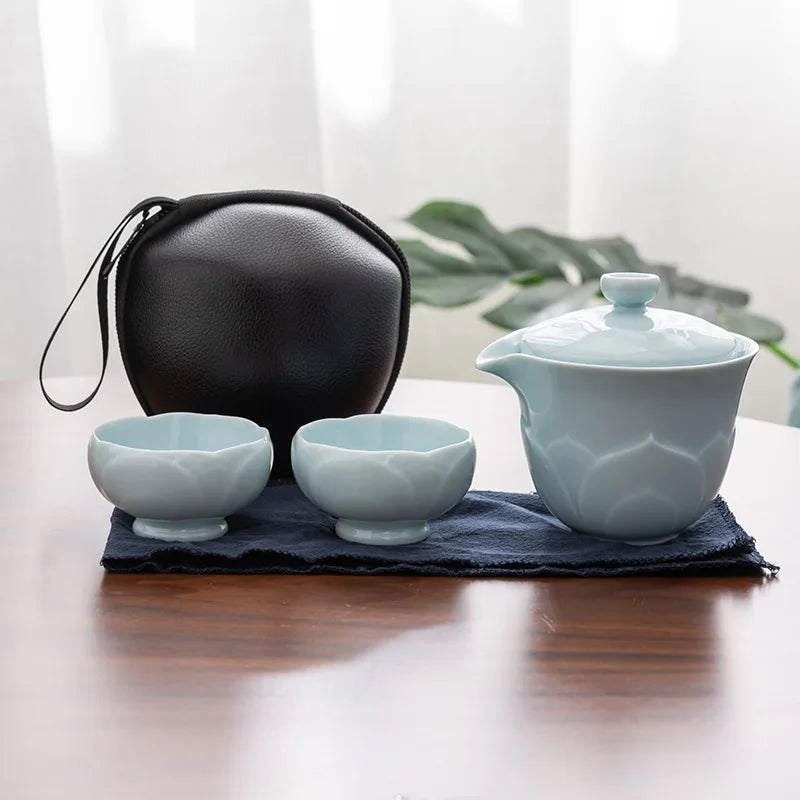 Travel Tea Set Portable Express Cup Car Mounted Outdoor Portable Tea Pot Tea Cup Ceramic Kung Fu Tea Set
