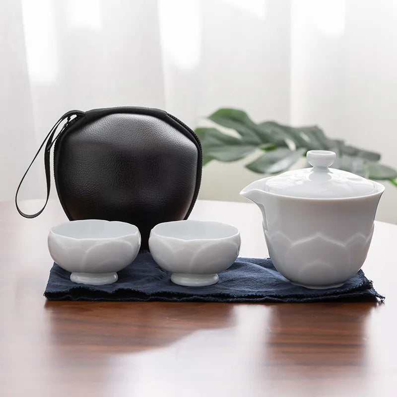 Travel Tea Set Portable Express Cup Car Mounted Outdoor Portable Tea Pot Tea Cup Ceramic Kung Fu Tea Set