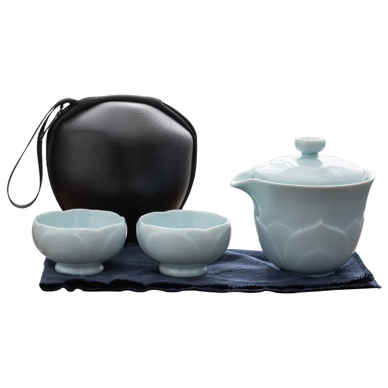 Travel Tea Set Portable Express Cup Car Mounted Outdoor Portable Tea Pot Tea Cup Ceramic Kung Fu Tea Set