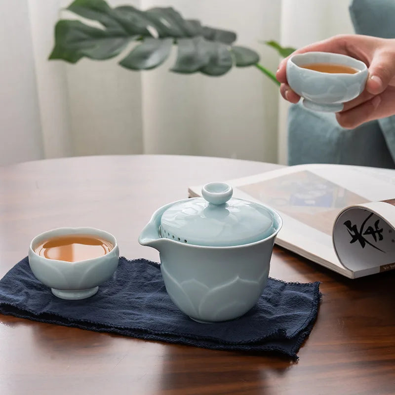 Travel Tea Set Portable Express Cup Car Mounted Outdoor Portable Tea Pot Tea Cup Ceramic Kung Fu Tea Set