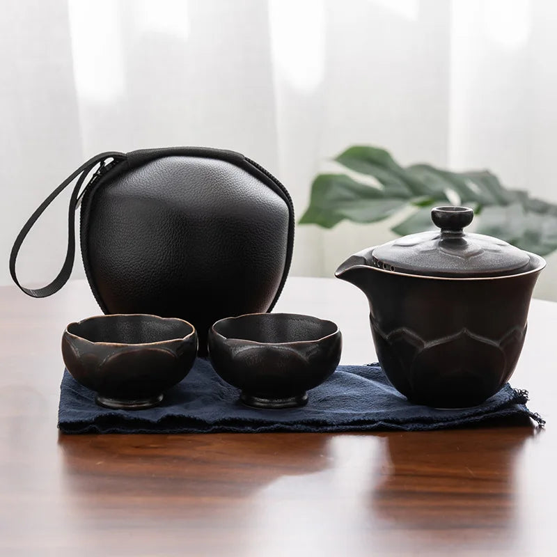 Travel Tea Set Portable Express Cup Car Mounted Outdoor Portable Tea Pot Tea Cup Ceramic Kung Fu Tea Set