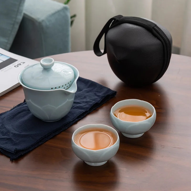 Travel Tea Set Portable Express Cup Car Mounted Outdoor Portable Tea Pot Tea Cup Ceramic Kung Fu Tea Set