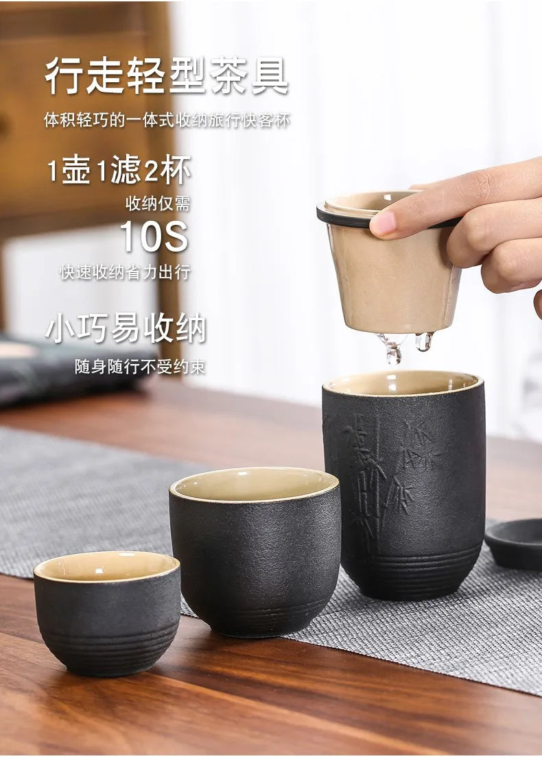 Travel Tea Set Purple sand Portable Teapot Porcelain Teaset Gaiwan Tea Cups of Tea Ceremony Tea Pot With Travel Bag Chinese Tea
