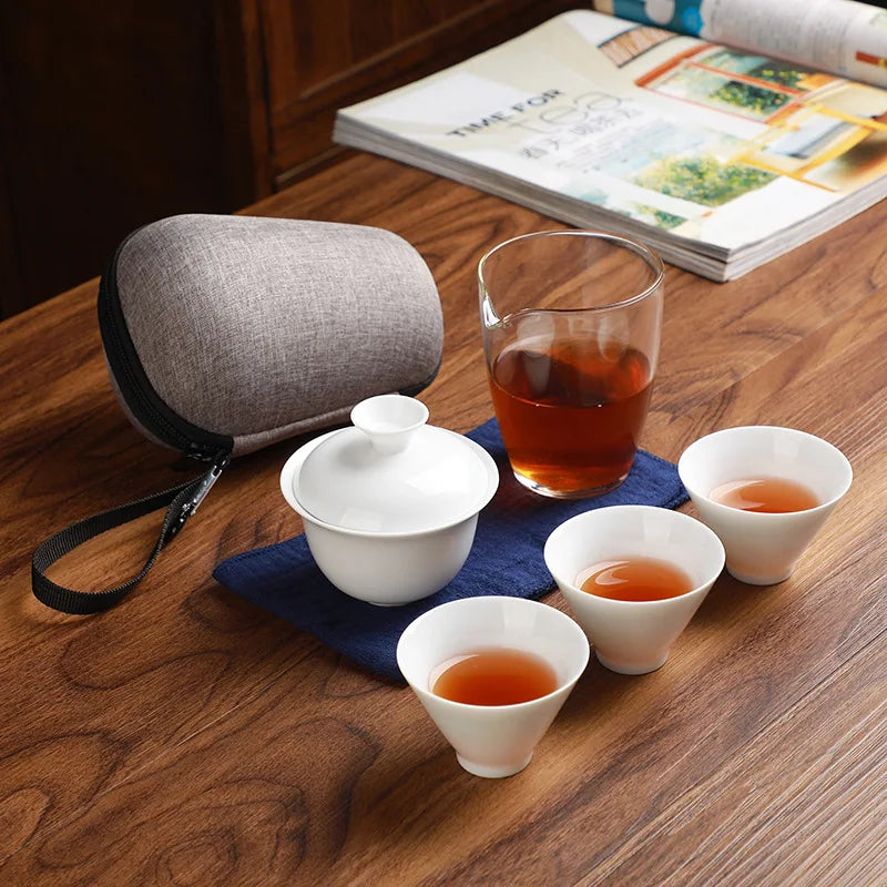 Travel tea sets  carrying case Quick Kettle Cup Kung Fu Teapot Teacup Cover Bowl cup tea cans Kung Fu tea set Free shipping