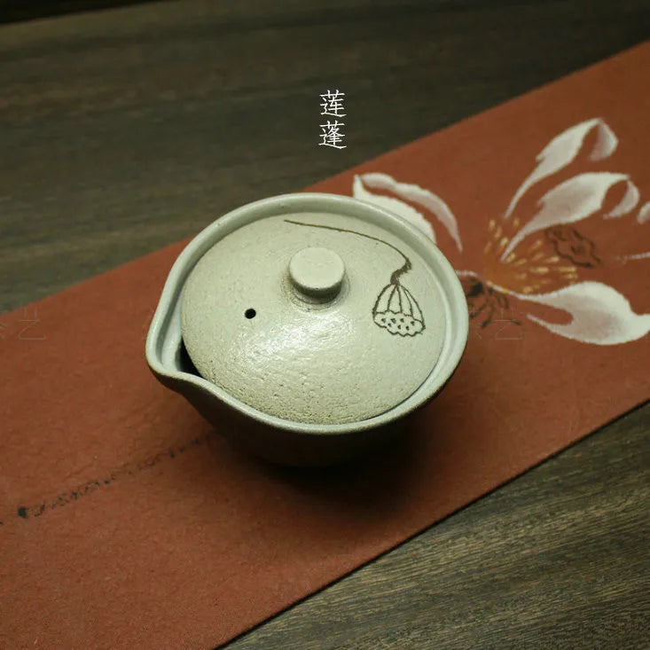 Vintage Large Gaiwan For Tea Pottery Tureen With Lid Lotus Teaware Kung Fu Tea Ceremony Set Coffee Cups Tea Bowls Chawan 180ml
