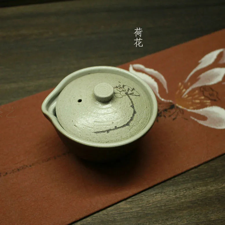 Vintage Large Gaiwan For Tea Pottery Tureen With Lid Lotus Teaware Kung Fu Tea Ceremony Set Coffee Cups Tea Bowls Chawan 180ml