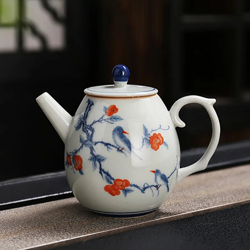 Vintage Retro Ceramic Teapot Hand Painted Flower China Porcelain Tea Pot infuser Container Tea Ceremony Teaware Gifts